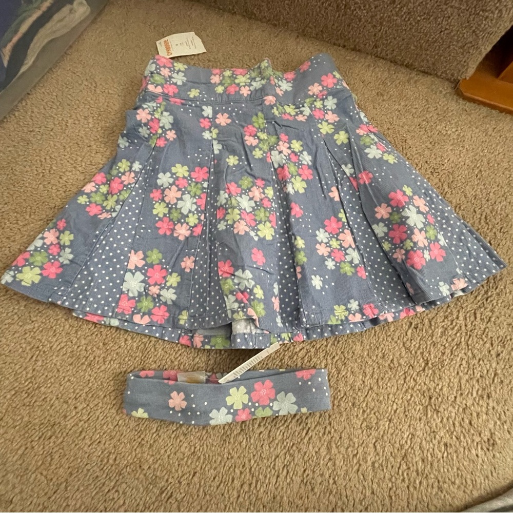 Gymboree Floral Blue Kids Skirt and match headband